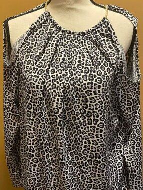 MICHAEL Michael Kors Leopard Print Blouse Open shoulder